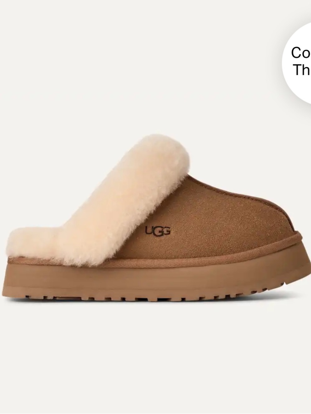 UGG Women's Chestnut Sheepskin Disquette Platform Slip Ons